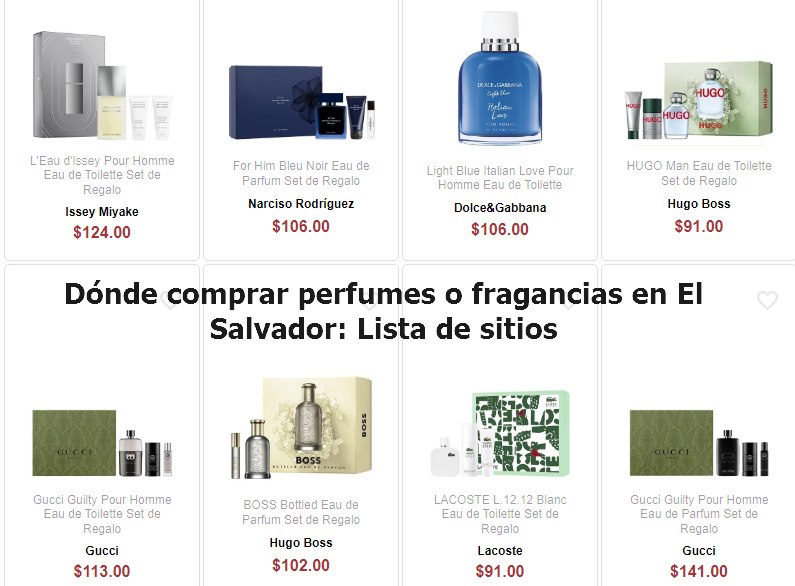 comprar perfumes o fragancias en El Salvador Lista de sitios
